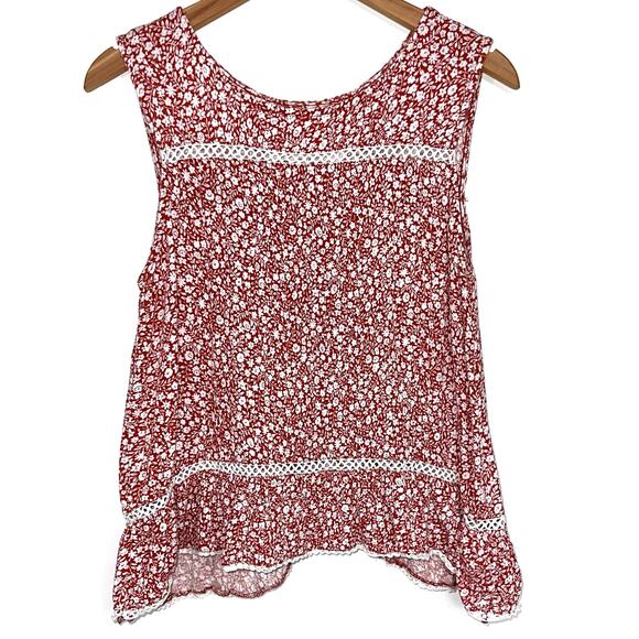 Anthropologie Maeve Quinn Floral Lace Crossover Back Peplum Top Size Small - Picture 2 of 14